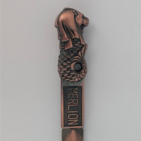 Merlion Letter Opener Metal VTG Singapore Silver Color Mermaid Lion Office - Picture 4 of 4